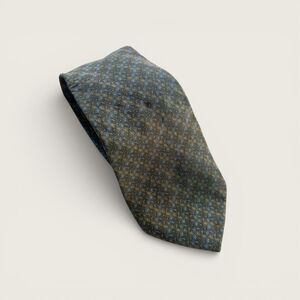 Vintage Chloé Pure Silk Tie Geometric Micro Print Blue Green Brown